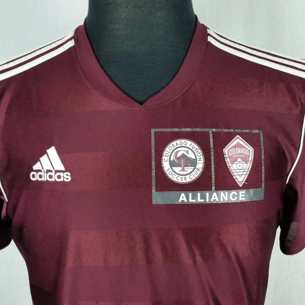 Colorado Rapids Adidas Climalite Mens Med Maroon Burgundy Soccer Jersey